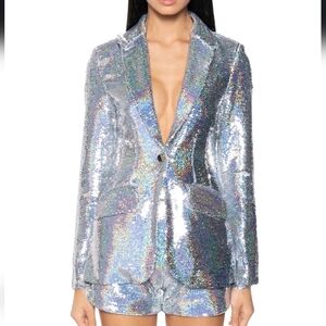 ALL UP IN MY MIND HANSEL HOLIDAY SEQUIN FITTED BLAZER - 1X